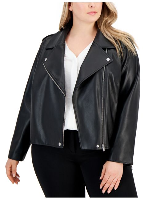 I.N.C. International Concepts Plus Faux-Leather Moto Jacket Created for