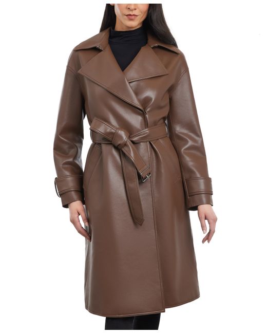 BCBGeneration Faux-Leather Belted Trench Coat