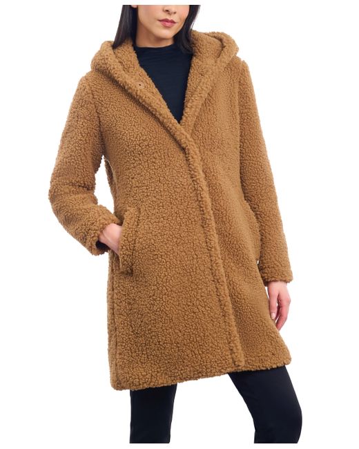 BCBGeneration Hooded Button-Front Teddy Coat