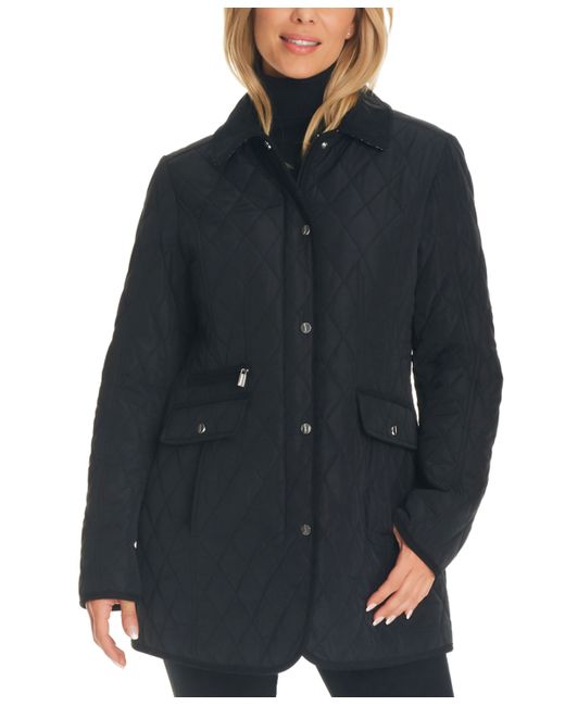 Jones New York Petite Hooded Quilted Button-Front Coat