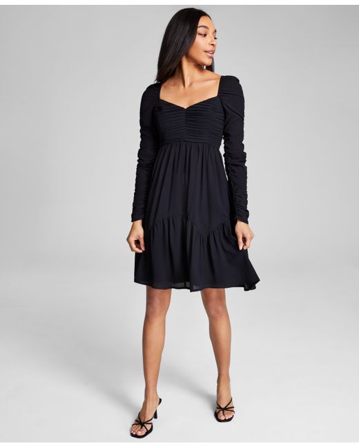And Now This Ruched Fit Flare Mini Dress