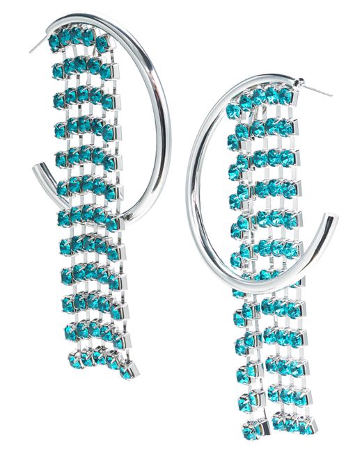 I.N.C. International Concepts Silver-Tone Crystal Fringe C-Hoop Earrings Created for