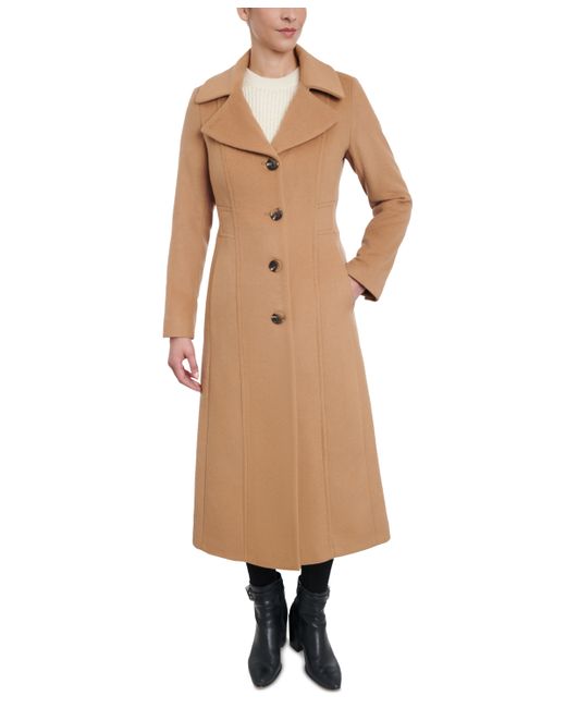 AK Anne Klein Single-Breasted Collared Maxi Coat Created for