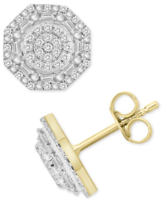 Macy's Diamond Octagon Cluster Stud Earrings 1/4 ct. t.w. in 10k Gold