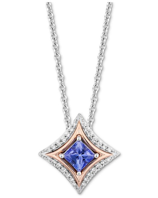 Enchanted Disney Fine Jewelry Tanzanite 1/3 ct. t.w. Diamond 1/10 Pendant Necklace in Sterling 10k Rose Gold 16 2 extender