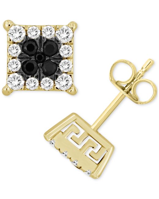 Macy's Black White Diamond Greek Key Stud Earrings 1/2 ct. t.w. in 10k Gold