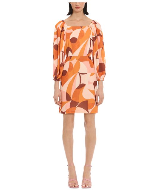 Donna Morgan Geo-Print 3/4-Sleeve Dress