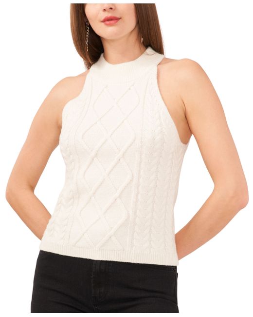 1.State Sleeveless Cable-Knit Halter Sweater