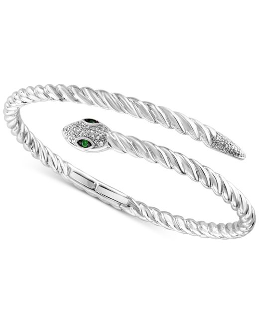 Effy Collection Effy Diamond 1/4 ct. t.w. Tsavorite 1/20 Snake Bypass Bangle Bracelet in