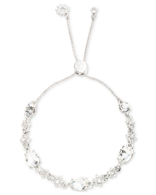 Marchesa Tone Glass Stone Pear Imitation Pearl Crystal Bolo Bracelet