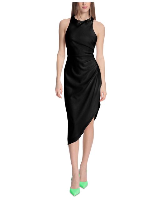 Donna Morgan Side-Ruched Asymmetric Midi Dress