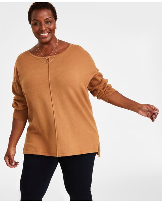 Style & Co Plus Front-Seam Tunic Sweater Created for