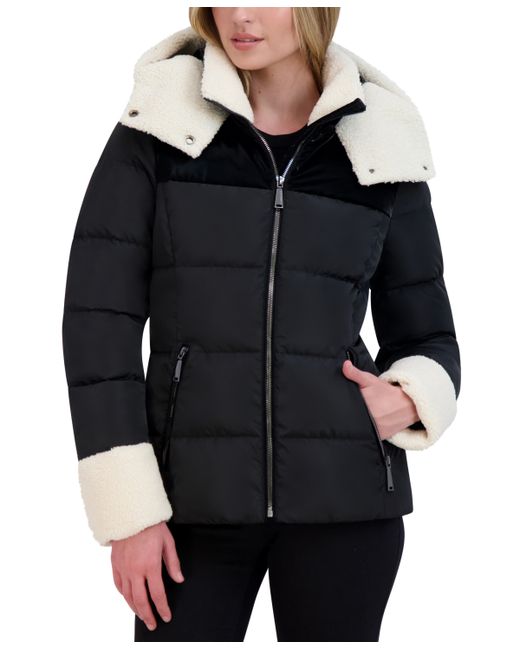 Laundry by Shelli Segal Faux-Shearling-Trim Hooded Puffer Coat
