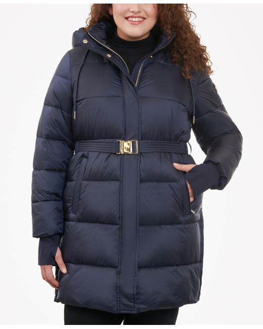 Michael Kors Michael Plus Hooded Belted Puffer Coat Created for