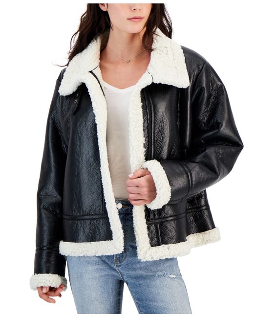 Maralyn & Me Juniors Faux-Leather Long-Sleeve Moto Jacket