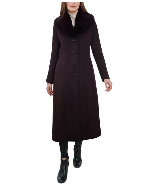 AK Anne Klein Faux-Fur-Collar Maxi Coat Created for
