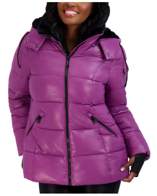 Steve Madden Juniors Faux-Fur-Lined Hooded Puffer Coat Created for