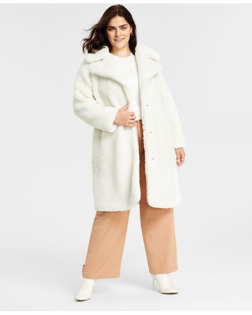 BCBGeneration Plus Notch-Collar Teddy Coat Created for