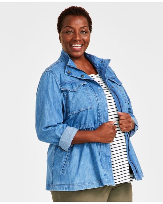 Style & Co Plus Chambray Field Jacket Created for