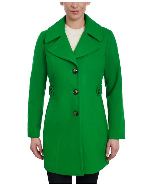 AK Anne Klein Single-Breasted Notched-Collar Peacoat Created for