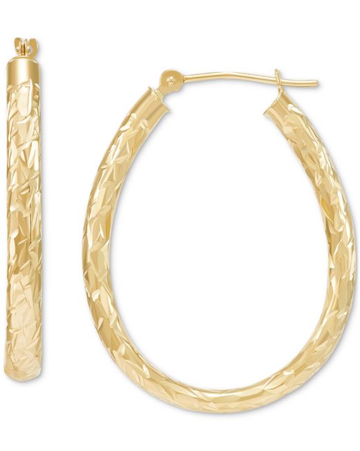 Macy's Diamond-Cut Oval Hoop Earrings in 14k Gold 28mm