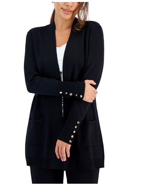 Jm Collection Petite Open-Front Buttoned-Cuff Cardigan Created for