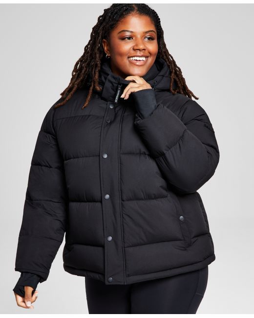 BCBGeneration Plus High-Low Hooded Puffer Coat