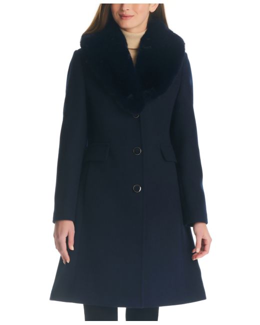 Kate Spade New York Faux-Fur-Collar Walker Coat