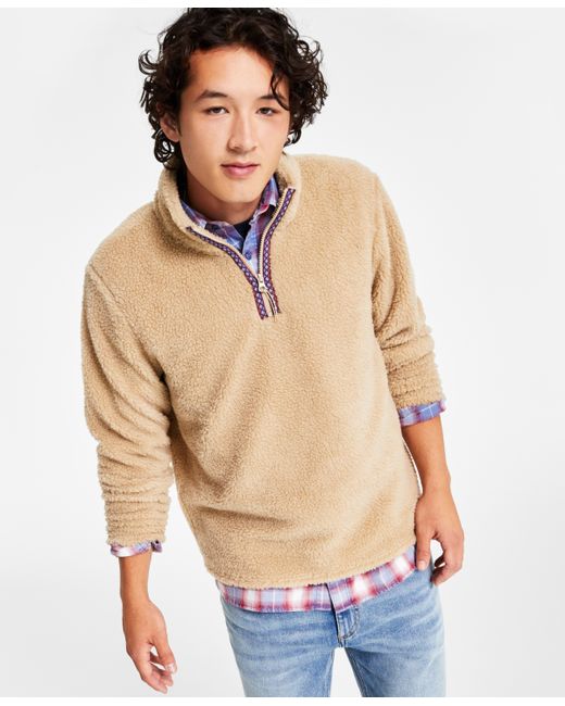 Sun + Stone Dan Fleece Quarter-Zip Sweater Created for