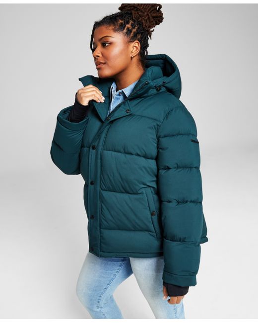 BCBGeneration Plus High-Low Hooded Puffer Coat
