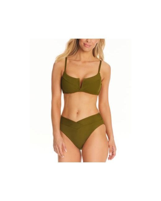 Bar III Ribbed Notch Front Bikini Top V Waist Bottoms Created For Swimsuit