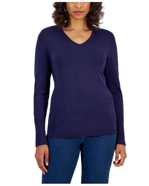 Jm Collection Petite V-Neck Sweater Created for