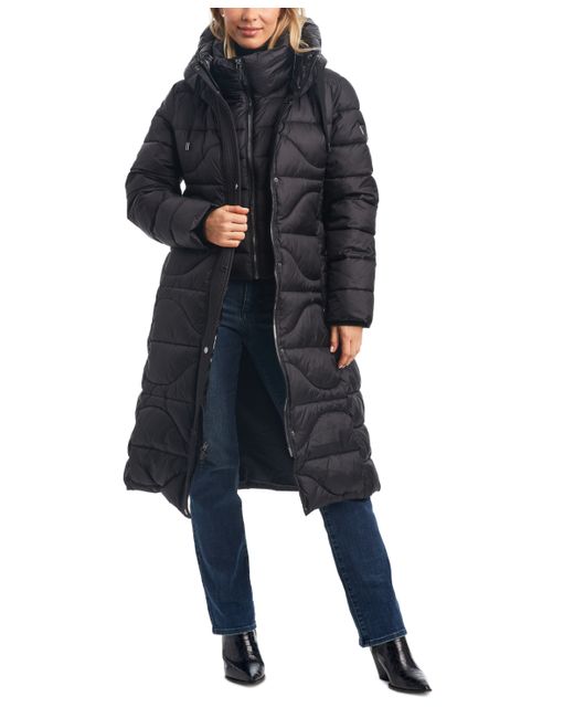 Vince Camuto Belted Quilted Hooded Puffer Coat