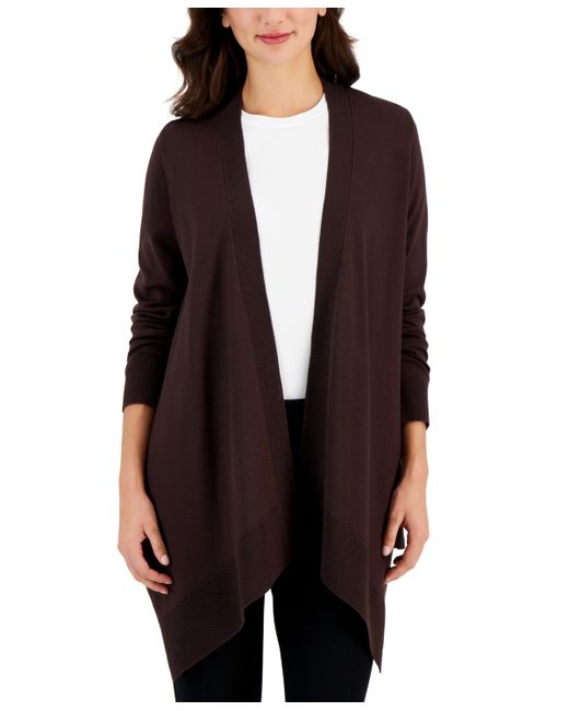 Jm Collection Textured Hem Cascade-Front Cardigan Created for