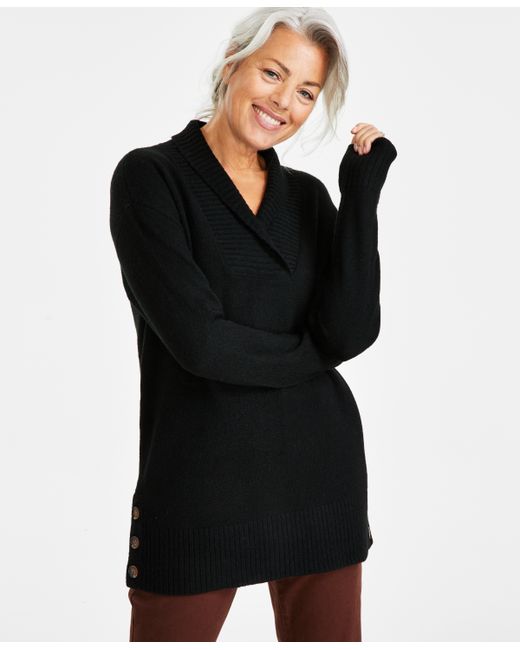 Style & Co Regular Plus Shawl-Collar Tunic Sweater Created for