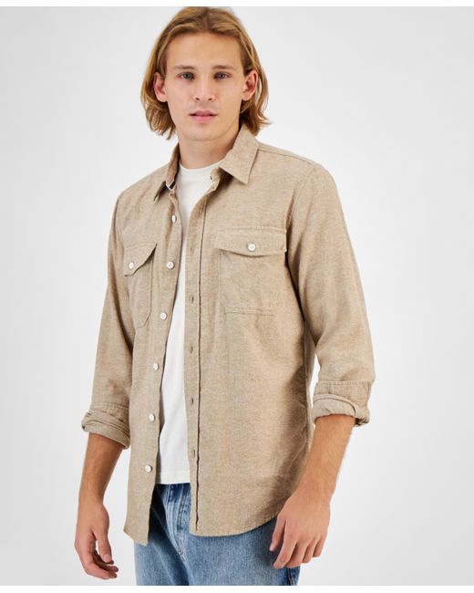 Sun + Stone Grindle Regular-Fit Button-Down Flannel Shirt Created for