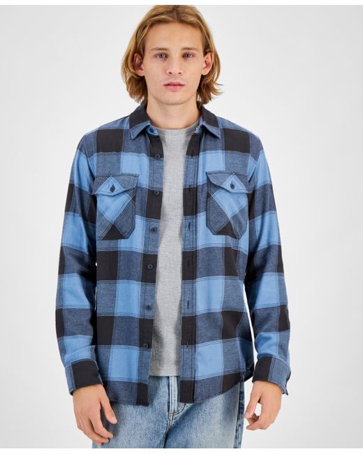 Sun + Stone Charles Regular-Fit Plaid Button-Down Flannel Shirt Created for
