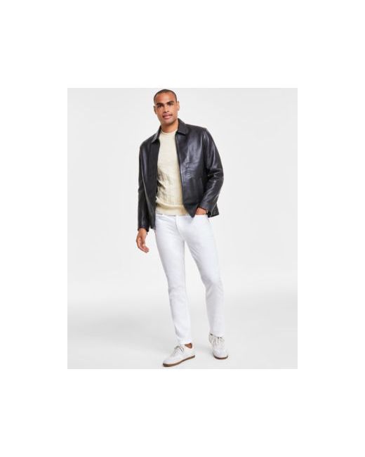 Alfani Leather Jacket Sweater Straight Fit Pants Created For