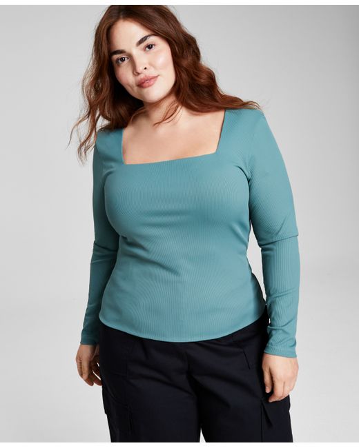 And Now This Trendy Plus Square-Neck Long-Sleeve Top
