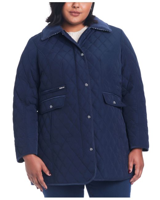 Jones New York Plus Collared Hooded Quilted Coat