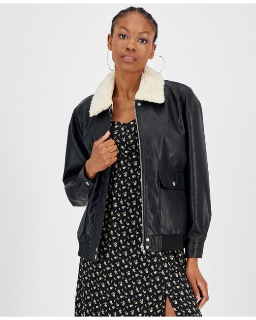 And Now This Faux-Leather Bomber Jacket