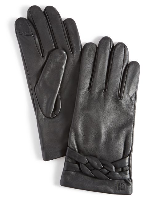 Cole Haan Braided-Cuff Leather Gloves
