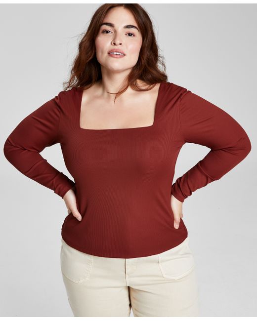 And Now This Trendy Plus Square-Neck Long-Sleeve Top
