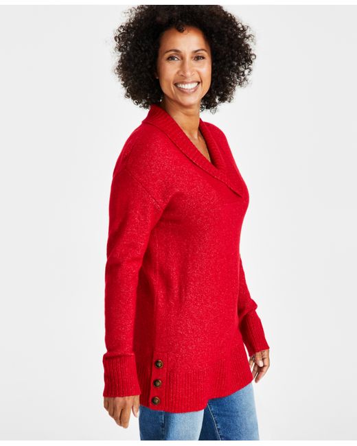 Style & Co Petite Shawl-Collar Tunic Sweater Created for