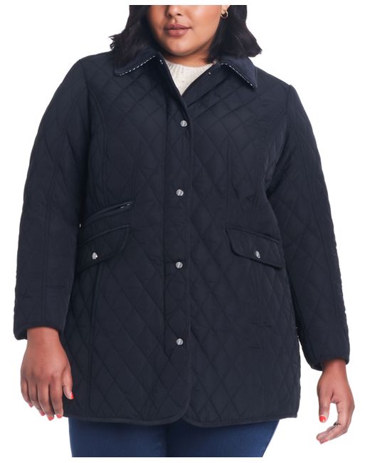Jones New York Plus Collared Hooded Quilted Coat
