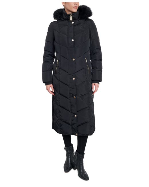 Michael Kors Michael Faux-Fur-Trim Hooded Maxi Puffer Coat