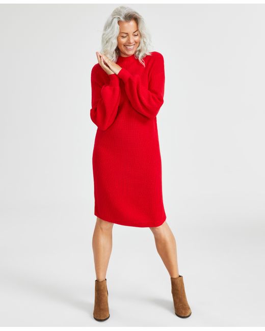 Style & Co Mock-Turtleneck Sweater Dress Created for