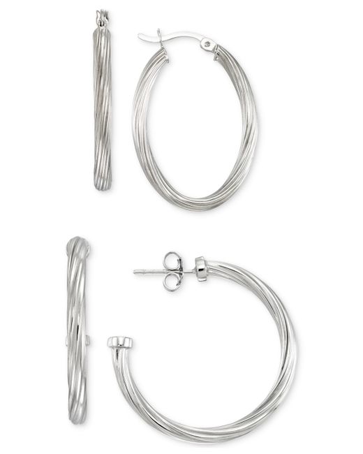 Macy's Set of Two Rope Hoop Earrings in 14k Gold Vermeil Also Sterling