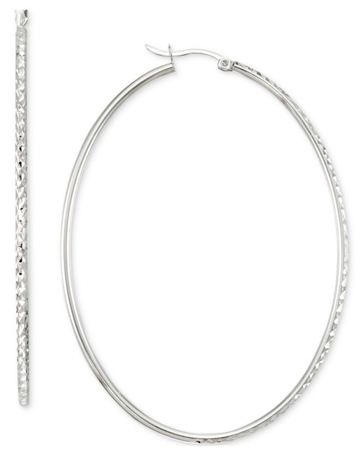 Macy's Diamond-Cut Oval Hoop Earrings in 14k Gold Vermeil 2-3/4 Also Sterling