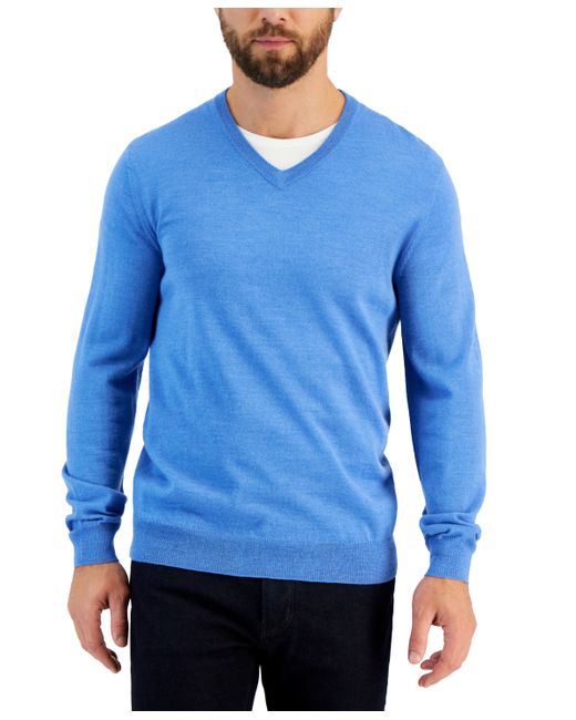Club Room Solid V-Neck Merino Wool Blend Sweater Created for